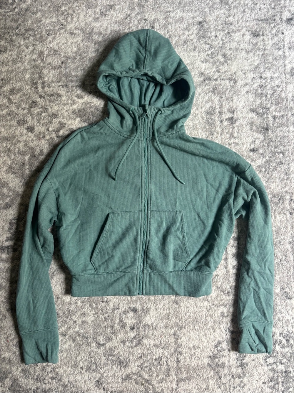 all in motion Cropped Zip Hoodie in Teal Green